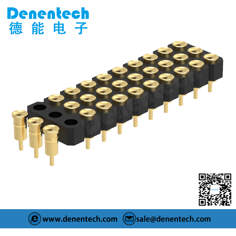 Denentech 2.54MM pogo pin H2.5MM triple row female straight concave spring test probe 6 pin pogo pin connector